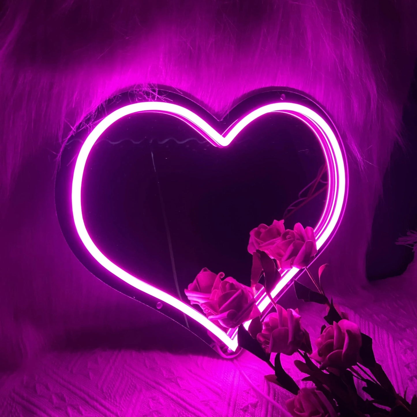 Neon Heart Mirror