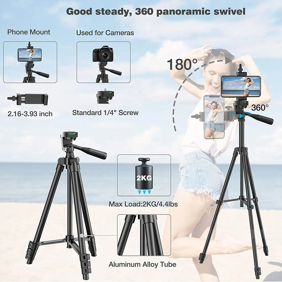 Adjustable Phone Tripod with Remote