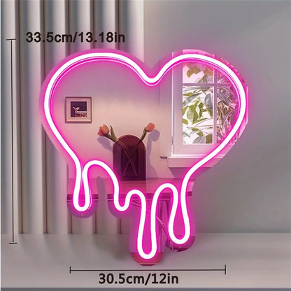 Neon Heart Mirror