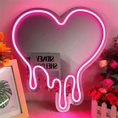Neon Heart Mirror