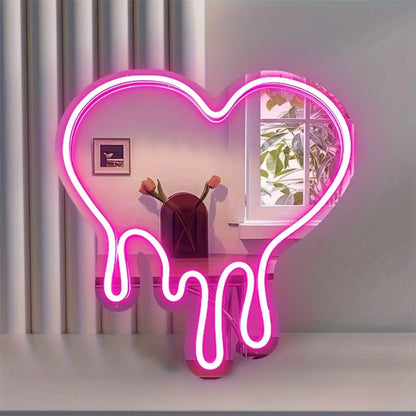 Neon Heart Mirror
