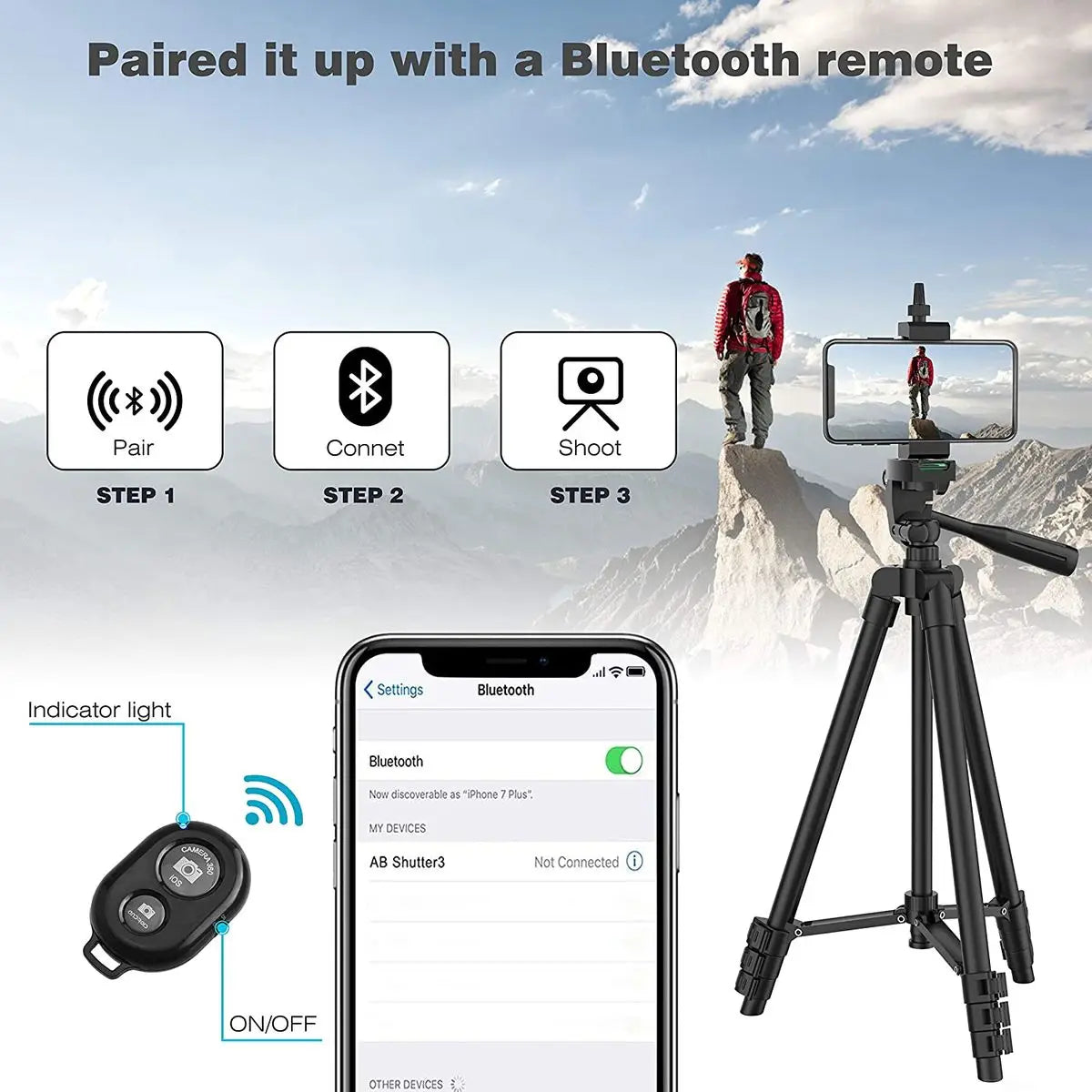 Adjustable Phone Tripod with Remote